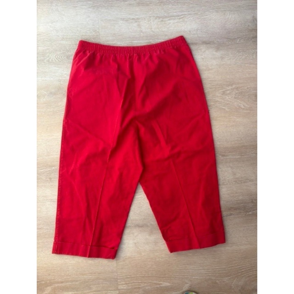 The Season Ticket Vintage Red Cotton Crop Pants Elastic Waist Womens 14 USA Made